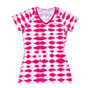 Nike Pro dri-fit t-shirt fitted tie-dye pink white workout running womens medium